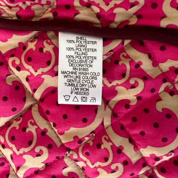 C. Wonder Quilted Burgundy Jacket Women’s XL Pink Print Lining Button Front - Picture 12 of 14